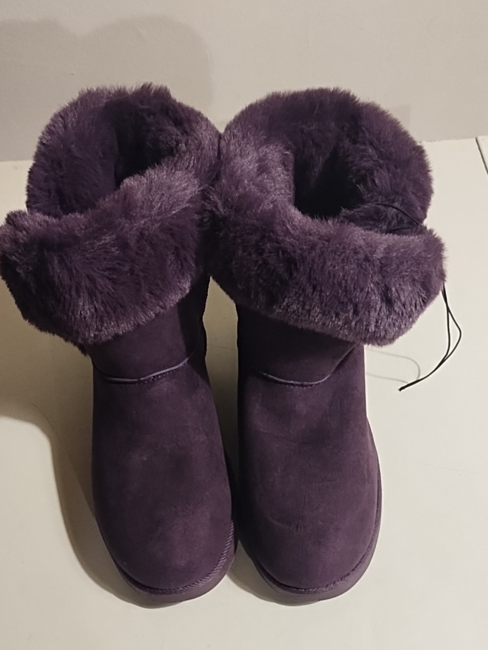 Juicy Couture Plush Purple Faux-Fur Slip-On Boots